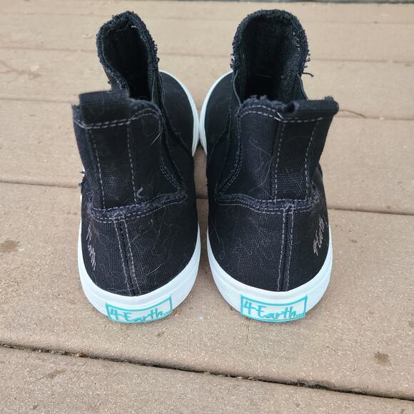 4 Earth by Blowfish Malibu Black Canvas Ankle‎ Pull On Sneakers Shoes Size 8 - Picture 3 of 8